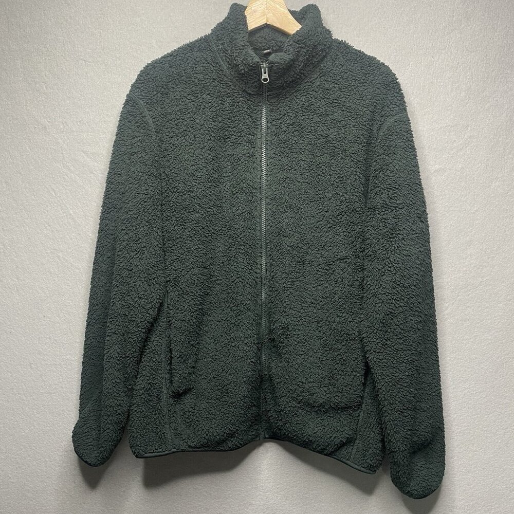 Uniqlo Fleece Soft Shell Cozy Jacket Women’s Size L Green Zipper Long Sleeve